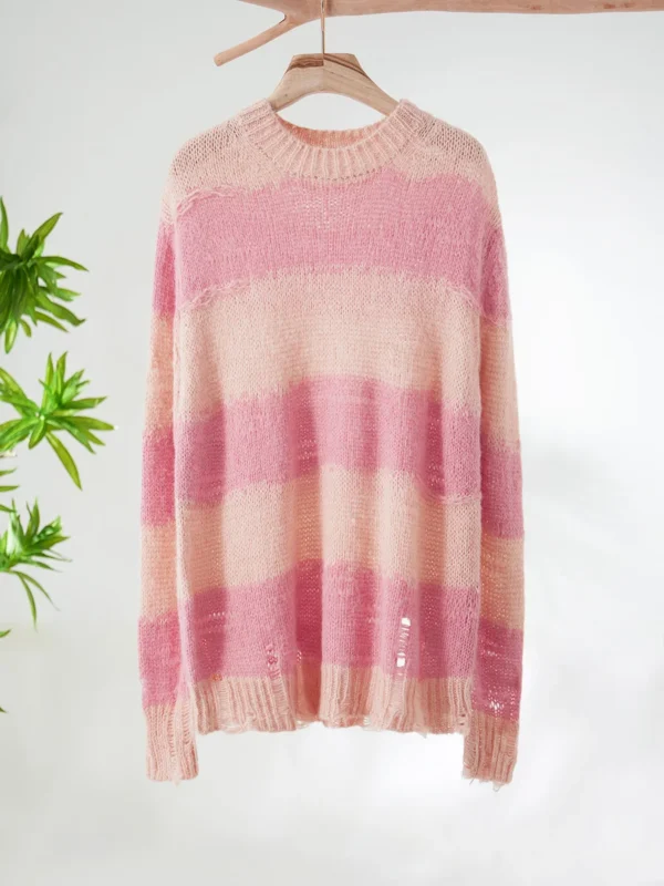 Women's V Neck Cable Knit Sweater Loose Pullover