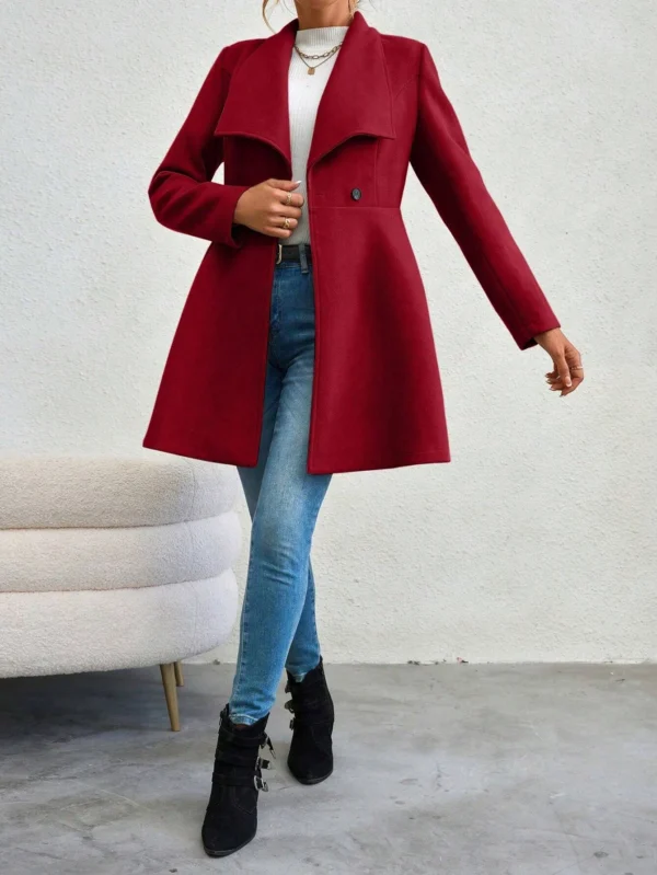 Mia Muse Women's Solid Color Lapel Button-Up Work Coat - Image 5