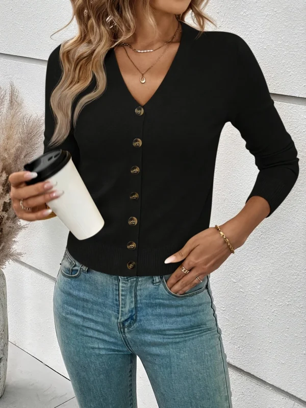 Women's Button-Down Knit Cardigan Sweater - Image 3