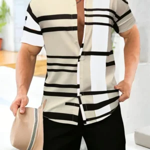 Men's 3D Geometric Print Short Sleeve Shirt