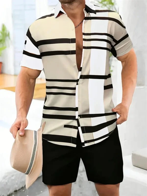 Men's 3D Geometric Print Short Sleeve Shirt