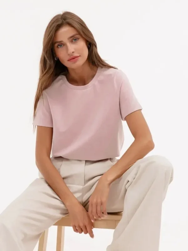 Classic Ladies' Basic Short Sleeve Top - 100% Cotton - Image 6