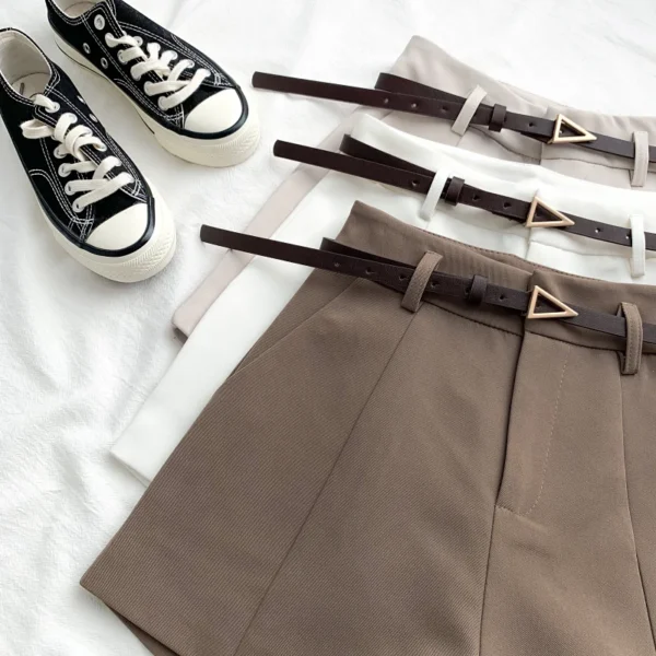 Women's High Waist A Line Shorts with Belt - Image 6