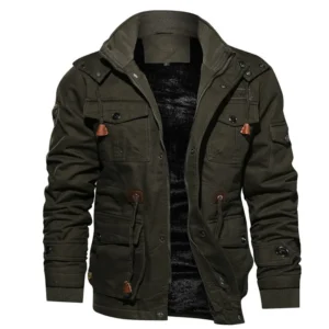 Men's Plush Thickened Hooded Winter Jacket Tactical Bomber Coat