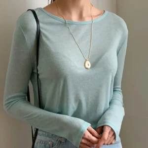 Women's See-Through Long Sleeve Slim Tee