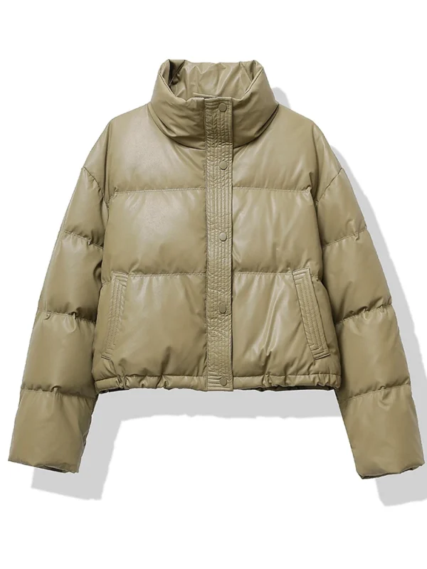 Women's Mock Neck Padded Jacket Single Breasted Short Coat - Image 5