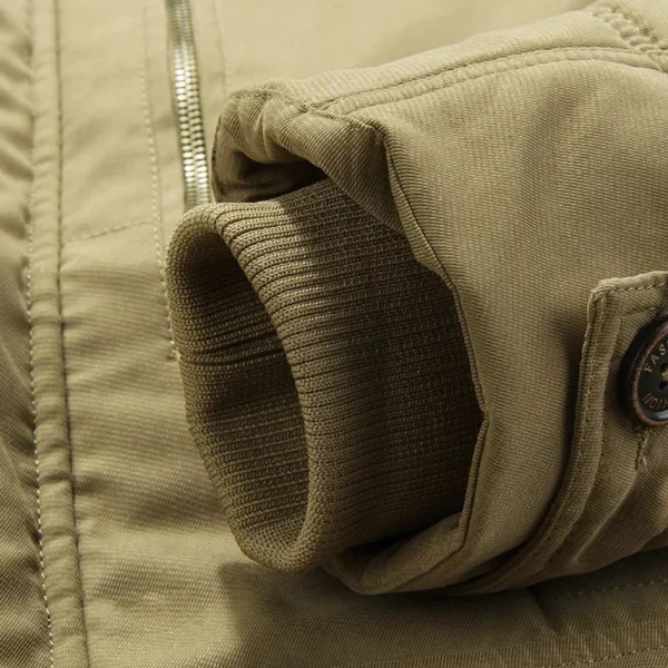 Men's Solid Parka Coat Large Size Winter Jacket with Velvet Lining and Multi Pockets - Image 6
