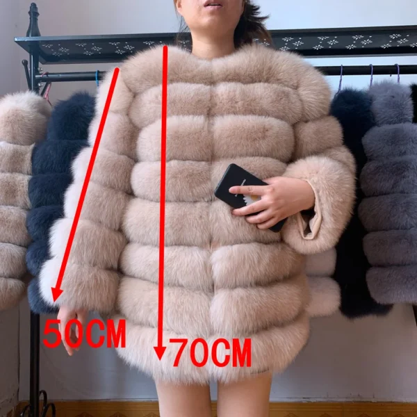 Women's Natural Fox Fur Long Coat 70cm 4-in-1 Fast Shipping Winter Warm Jacket - Image 2