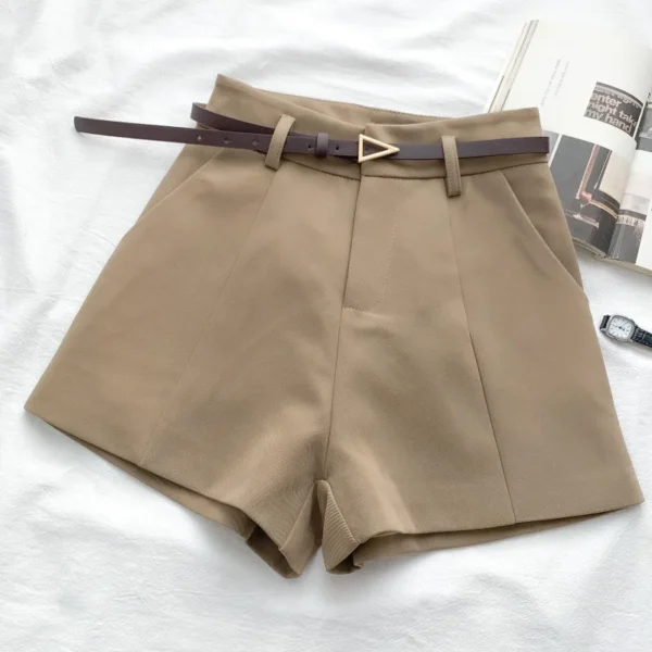 Women's High Waist A Line Shorts with Belt - Image 4
